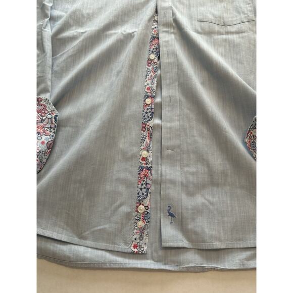 Tailorbyrd Collection Button Shirt Blue w/floral accent Cuff XL Long Sleeve - Picture 6 of 12